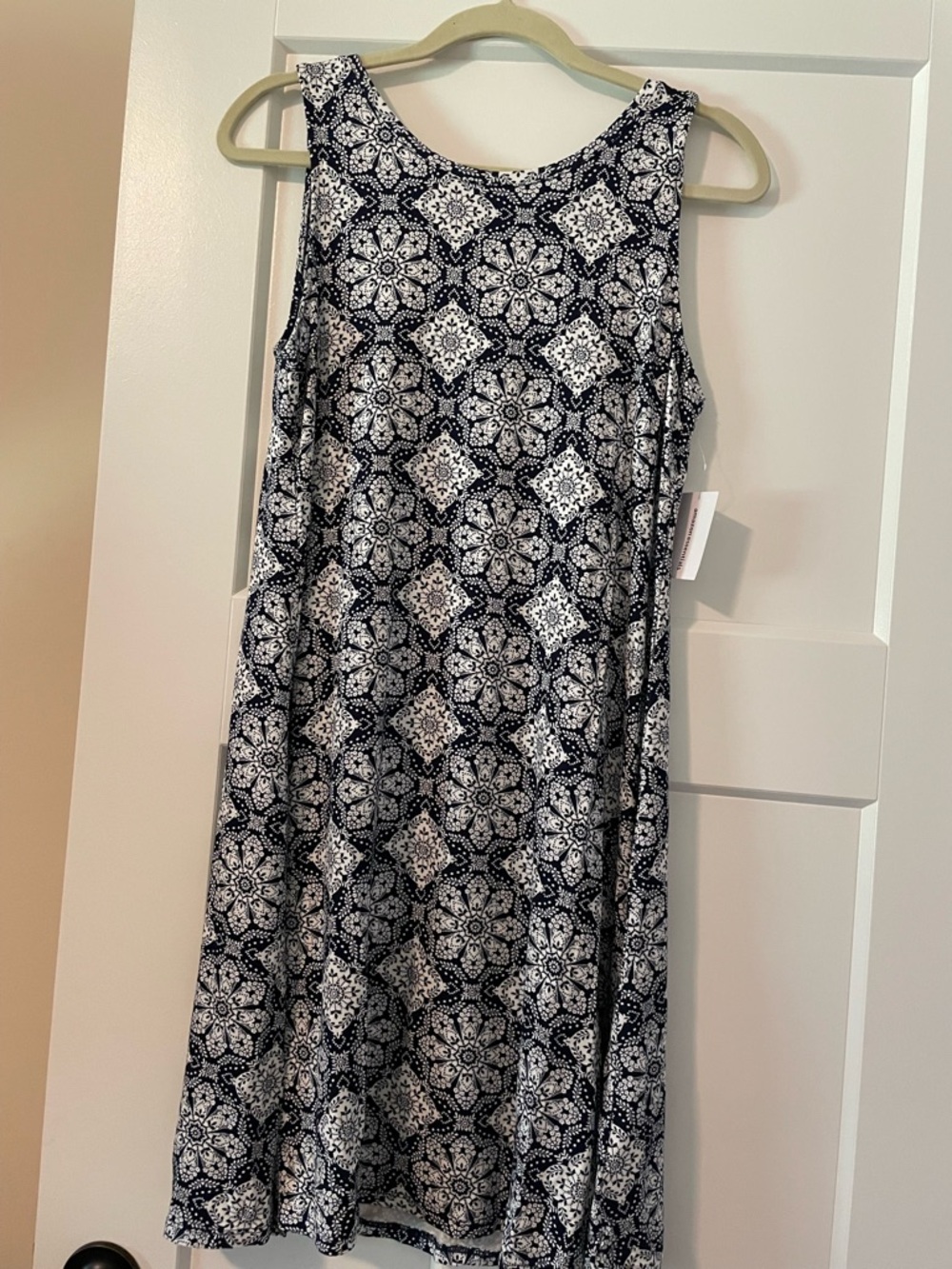Amazon Essentials Navy & White Sleeveless Patterned A-Line Dress